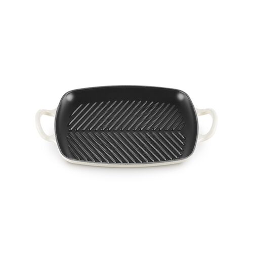Le Creuset rechthoekige gietijzeren grillplaat - 30 cm - meringue