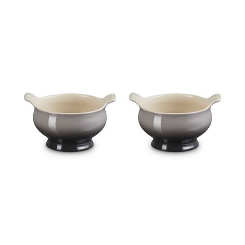 Le Creuset aardewerk set van 2 heritage soepkommen - 11 cm / 0.6 liter  - kersenrood
