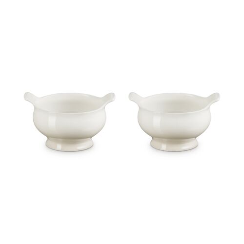Le Creuset aardewerk set van 2 heritage soepkommen - 11 cm / 0.6 liter  - kersenrood