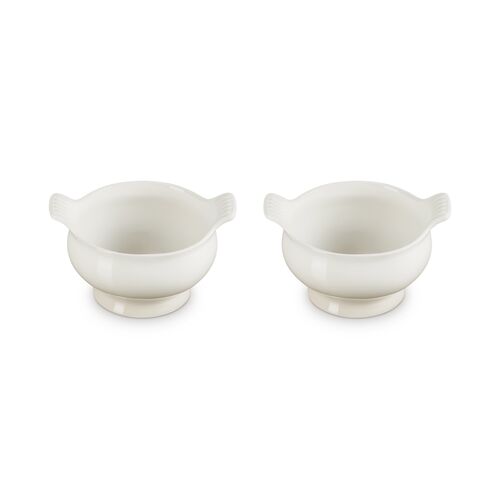 Le Creuset aardewerk set van 2 heritage soepkommen - 11 cm / 0.6 liter  - kersenrood