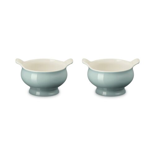 Le Creuset aardewerk set van 2 heritage soepkommen - 11 cm / 0.6 liter  - kersenrood