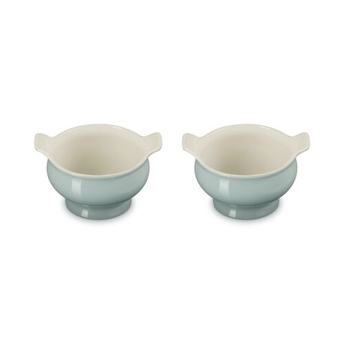 Le Creuset aardewerk set van 2 heritage soepkommen - 11 cm / 0.6 liter  - kersenrood
