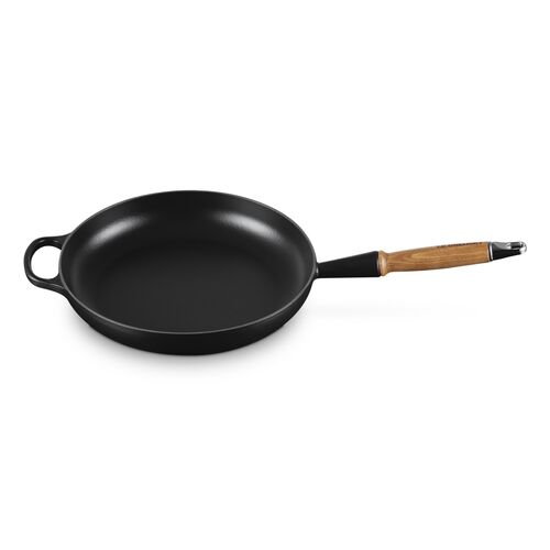 Le Creuset gietijzeren koekenpan met houten handvat - 28 cm / 2.6 liter - mat zwart [CLONE]