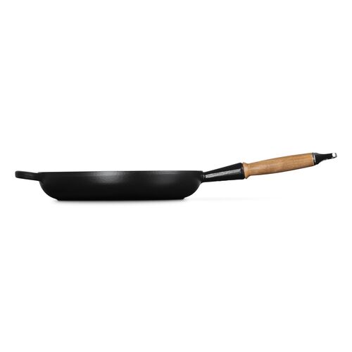 Le Creuset gietijzeren koekenpan met houten handvat - 28 cm / 2.6 liter - mat zwart [CLONE]