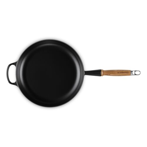 Le Creuset gietijzeren koekenpan met houten handvat - 28 cm / 2.6 liter - mat zwart [CLONE]