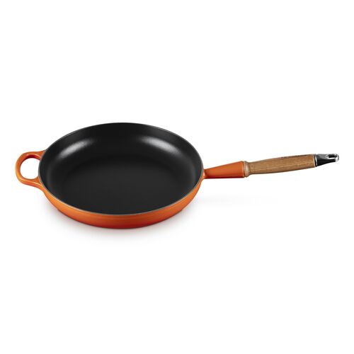 Le Creuset gietijzeren Signature koekenpan met houten handvat - 28 cm / 2.6 liter - oranjerood