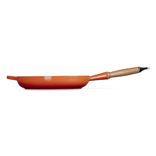 Le Creuset gietijzeren Signature koekenpan met houten handvat - 28 cm / 2.6 liter - oranjerood