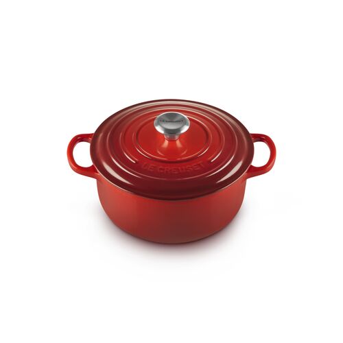 Le Creuset gietijzeren ronde braadpan 22 cm / 3.3 liter - kersenrood