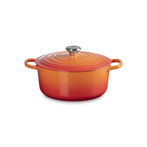 Le Creuset gietijzeren ronde braadpan 26 cm / 5.3 liter - oranjerood